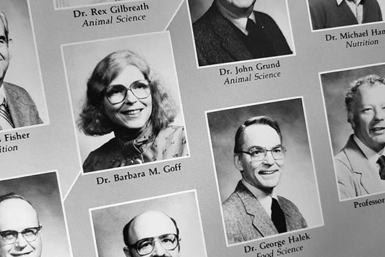 Page from a yearbook showing headshots of multiple faculty members.