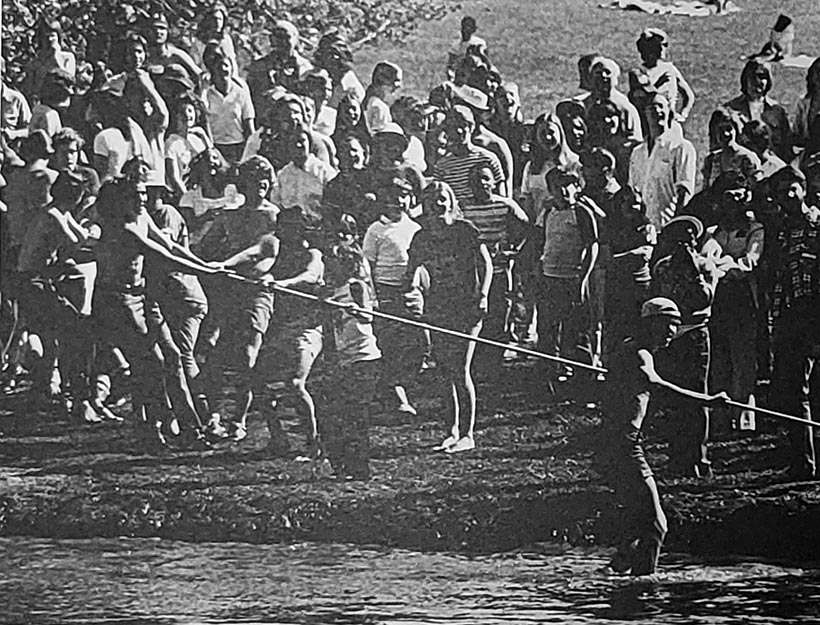 Student participating in a Tug-of-War.